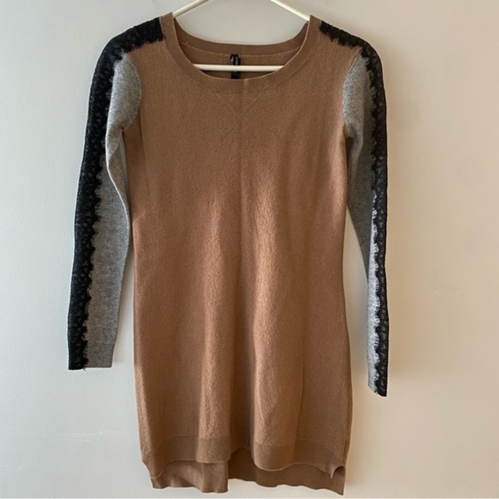W118 by Walter baker color block wool sweater with lace